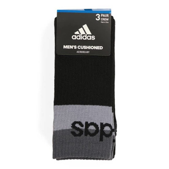 Adidas Men's Cushioned Blocked Linear Three Pack Crew. Black/Gray NWT - Picture 1 of 1